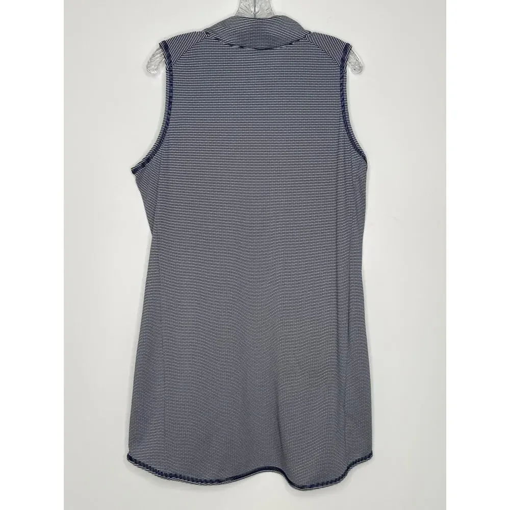 Tommy Bahama IslandZone Sleeveless Zip Polo Top XL Striped Activewear